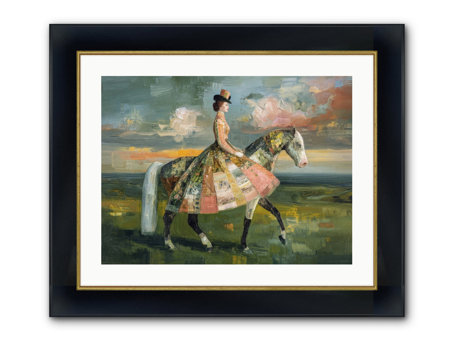 Where Fields Fold Into Path Framed Print - Wide Black w/Gold 24x18
