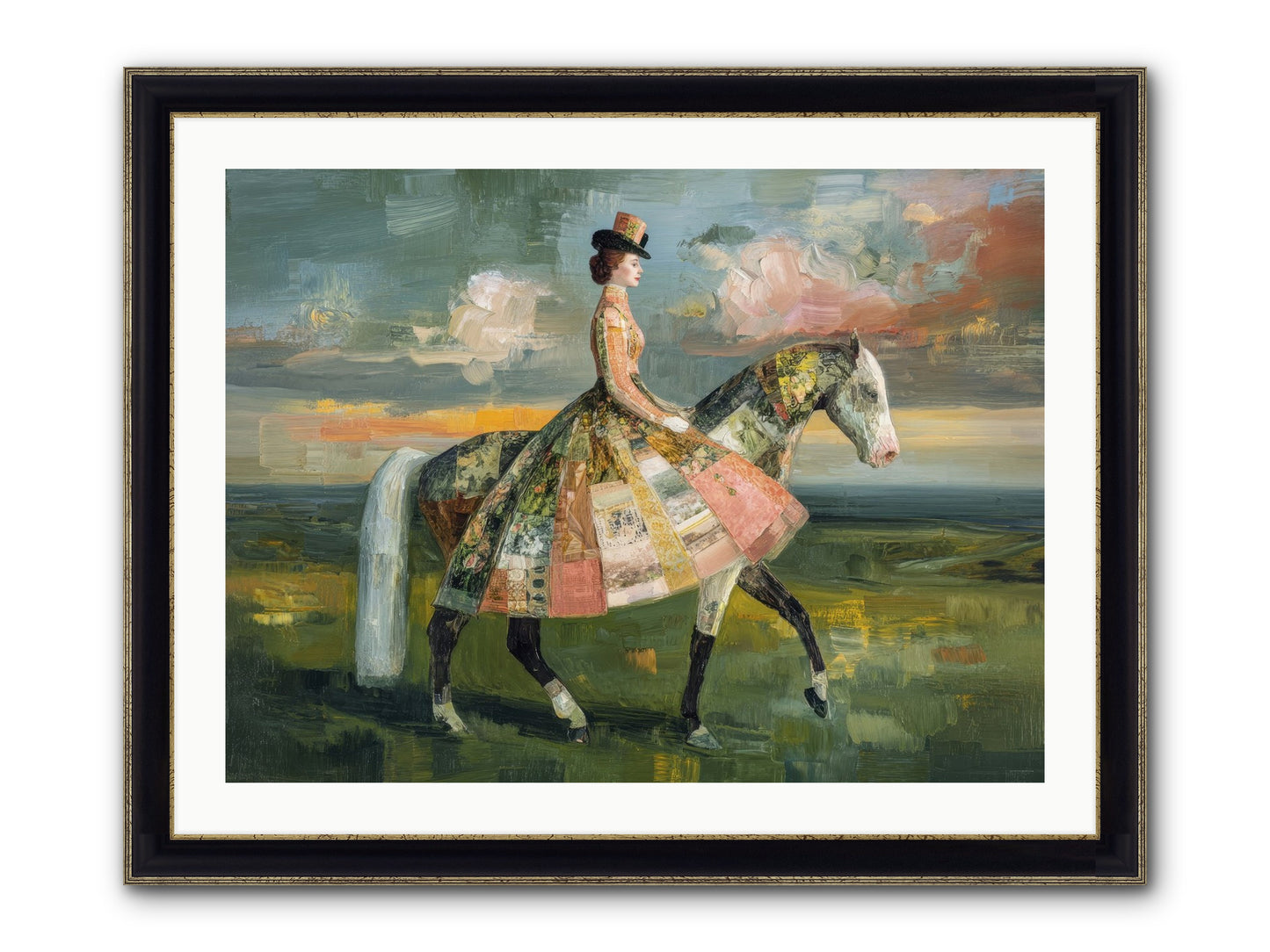 Where Fields Fold Into Path Framed Print - Black & Gold 32x24