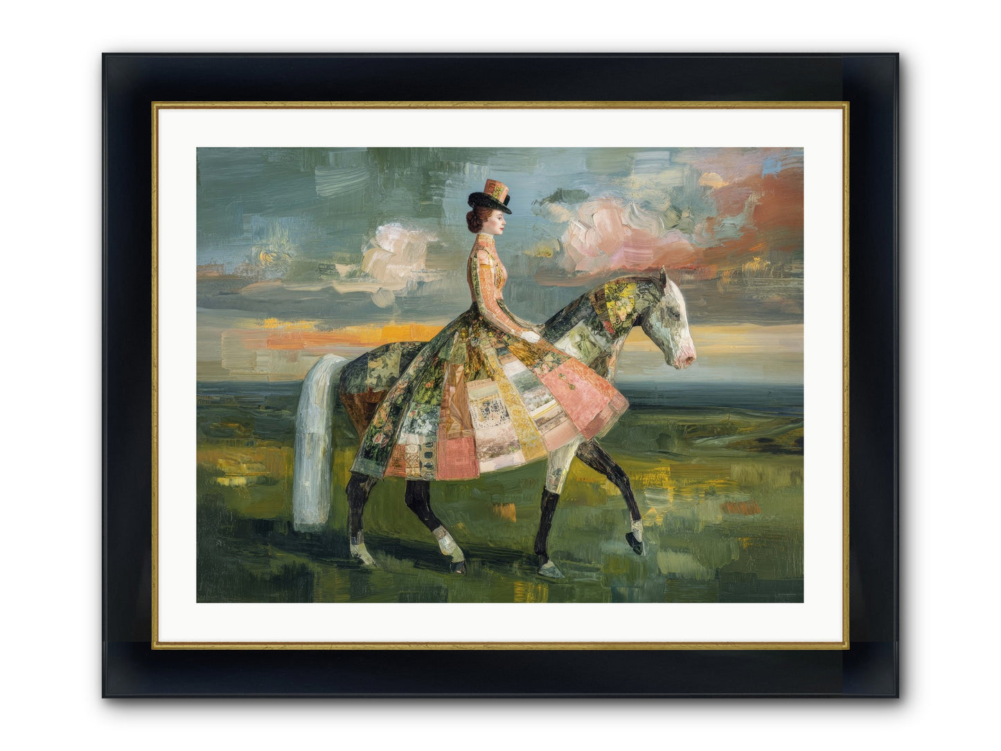 Where Fields Fold Into Path Framed Print - Wide Black w/Gold 32x24