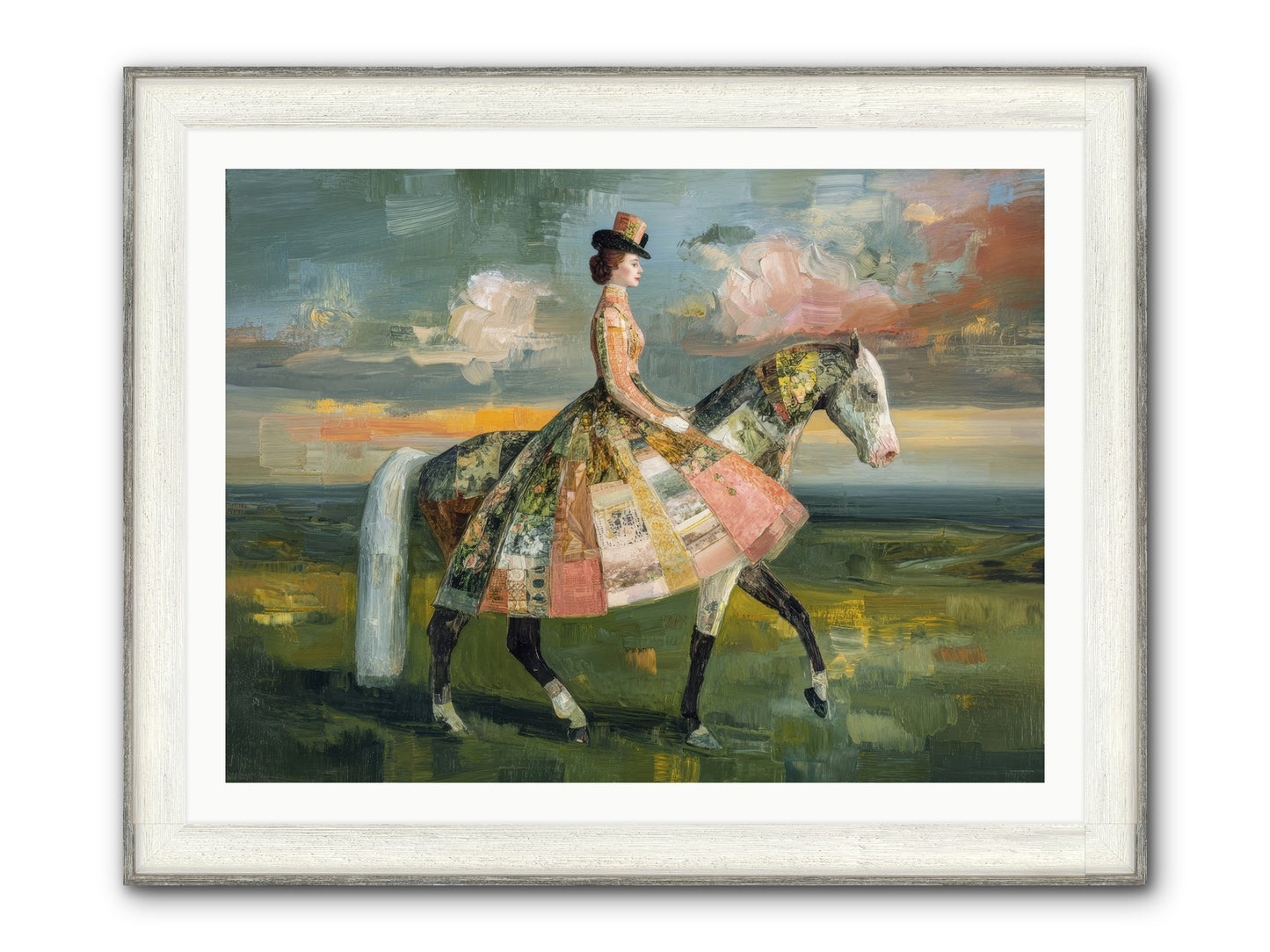 Where Fields Fold Into Path Framed Print - Driftwood White 40x30