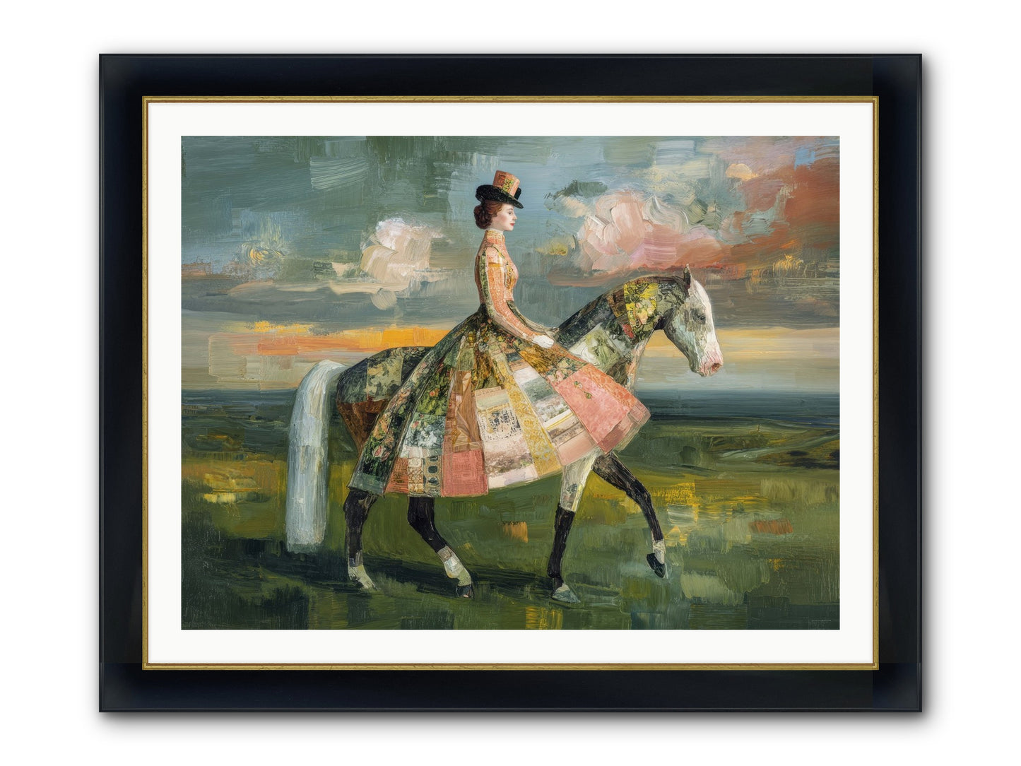 Where Fields Fold Into Path Framed Print - Wide Black w/Gold 40x30