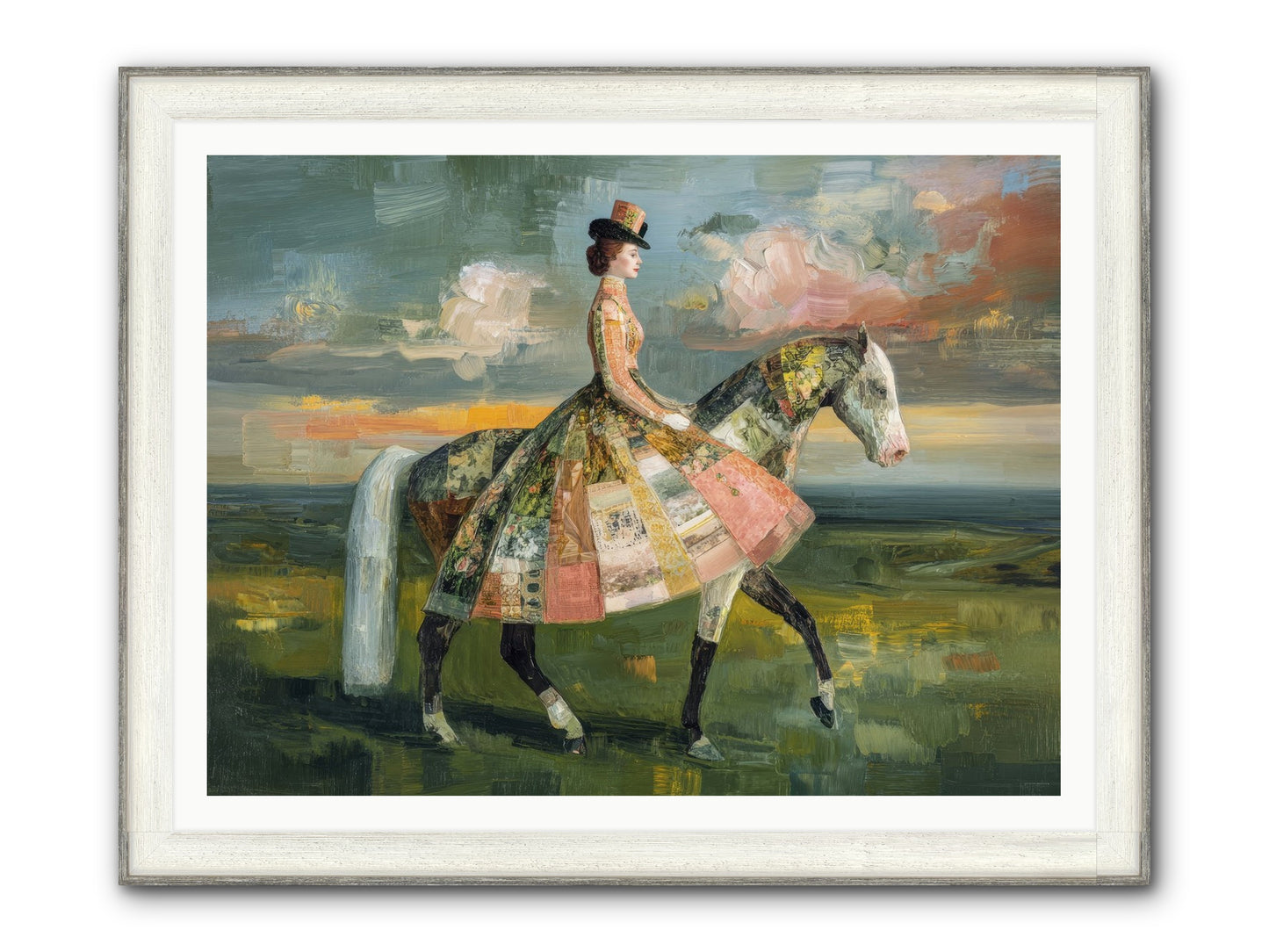 Where Fields Fold Into Path Framed Print - Driftwood White 48x36