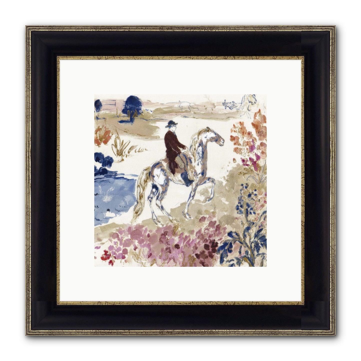 Where Mountains Meet Framed Print - Black & Gold 10x10