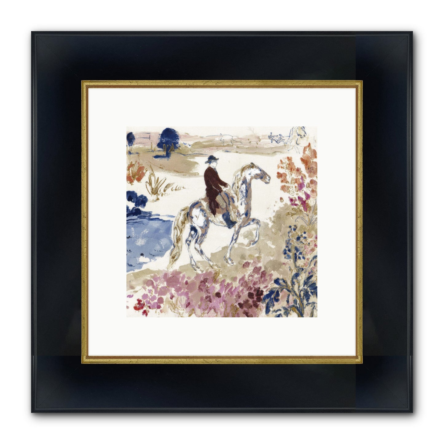 Where Mountains Meet Framed Print - Wide Black w/Gold 10x10
