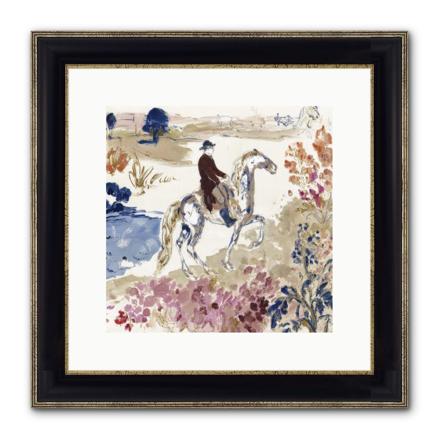 Where Mountains Meet Framed Print - Black & Gold 12x12