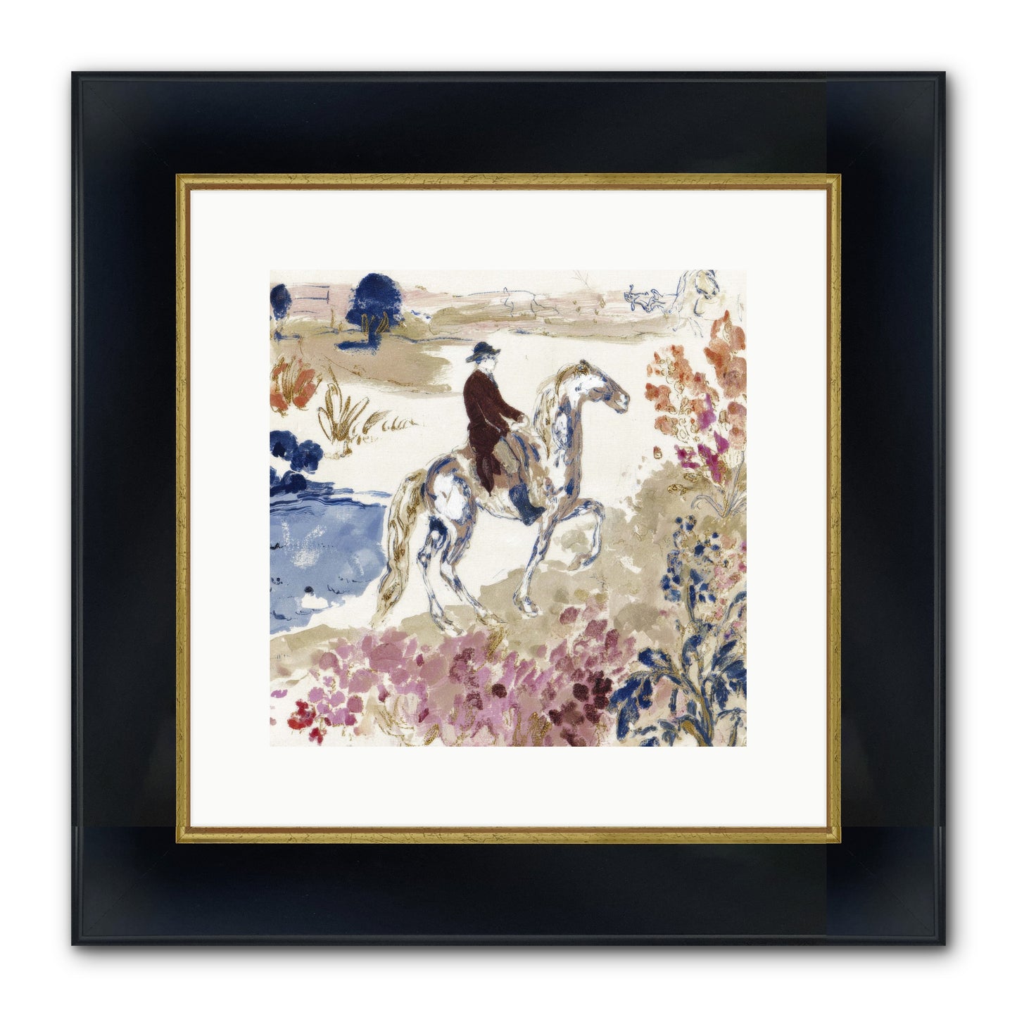 Where Mountains Meet Framed Print - Wide Black w/Gold 12x12