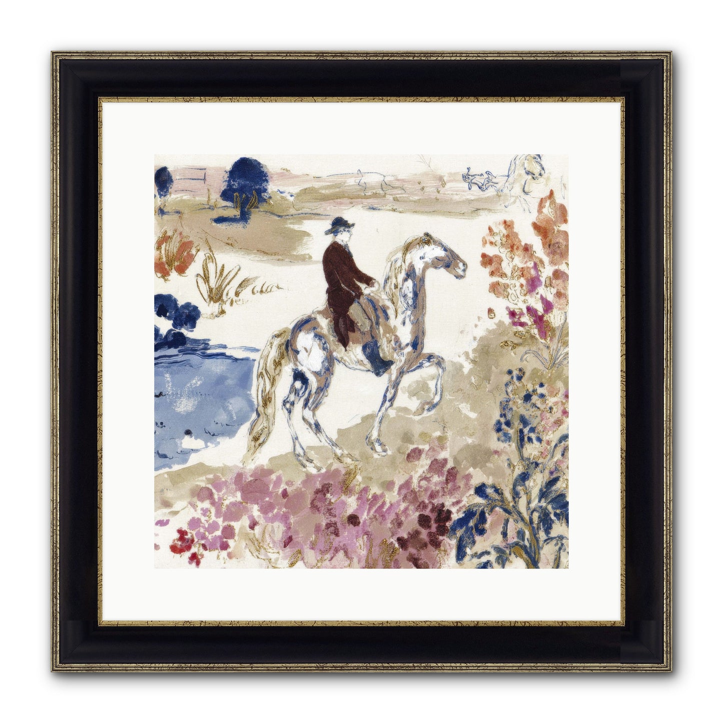 Where Mountains Meet Framed Print - Black & Gold 16x16