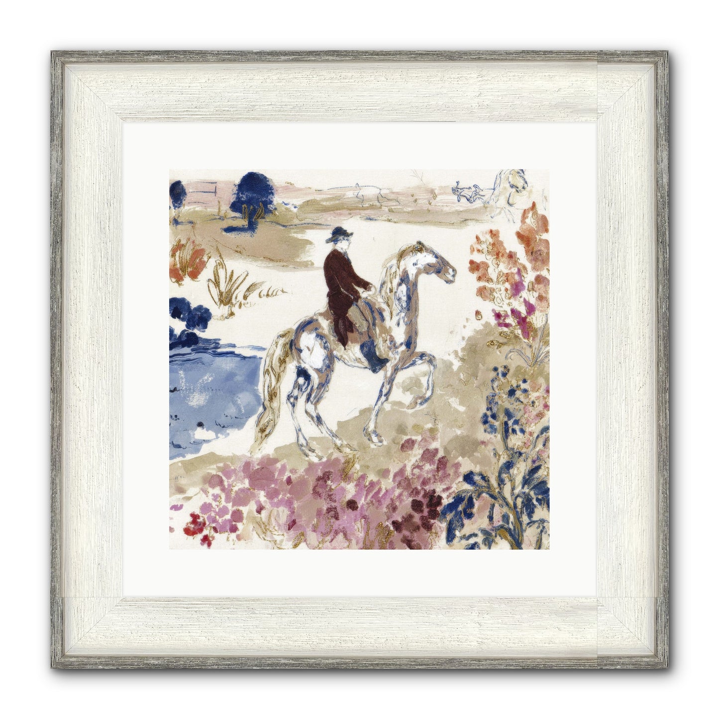 Where Mountains Meet Framed Print - Driftwood White 16x16