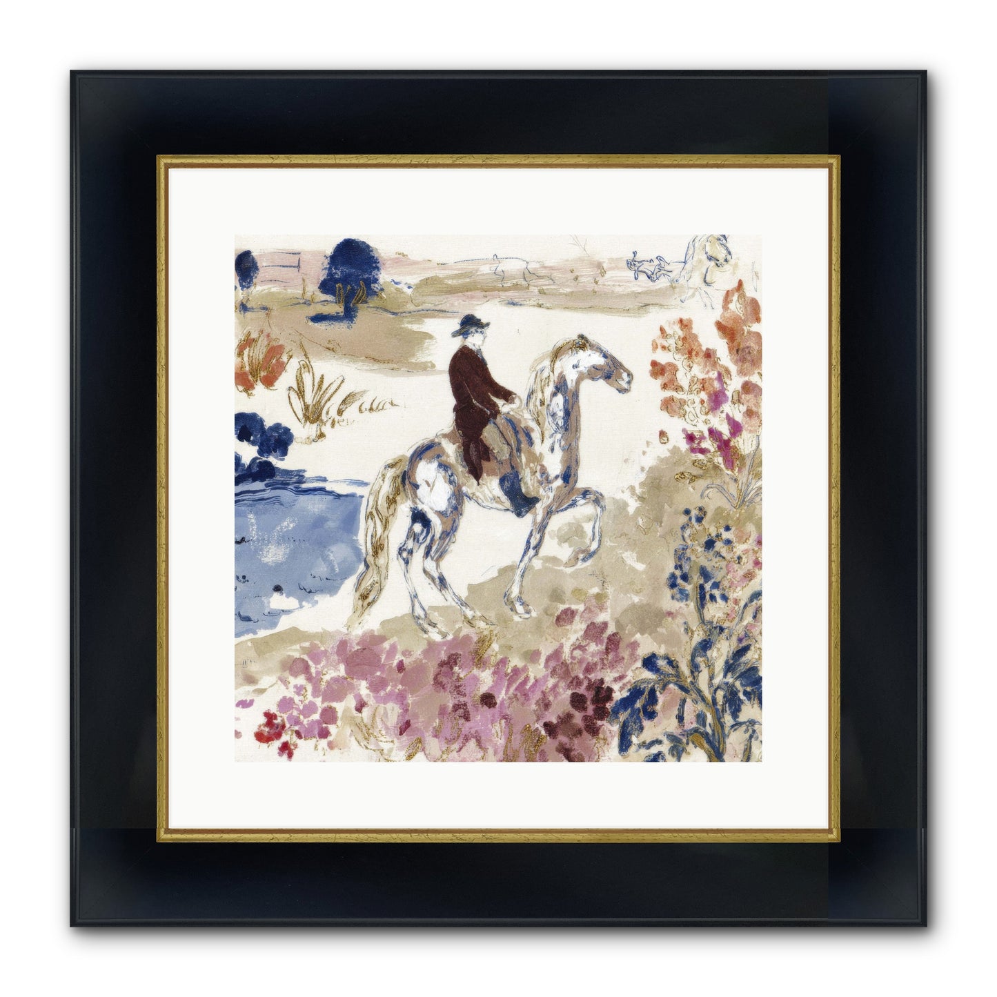 Where Mountains Meet Framed Print - Wide Black w/Gold 16x16