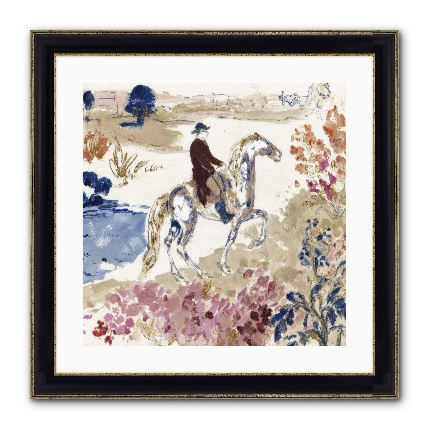 Where Mountains Meet Framed Print - Black & Gold 20x20