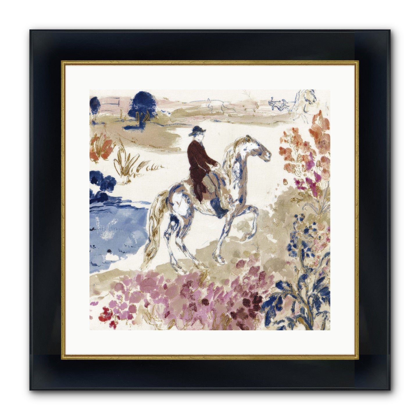 Where Mountains Meet Framed Print - Wide Black w/Gold 20x20