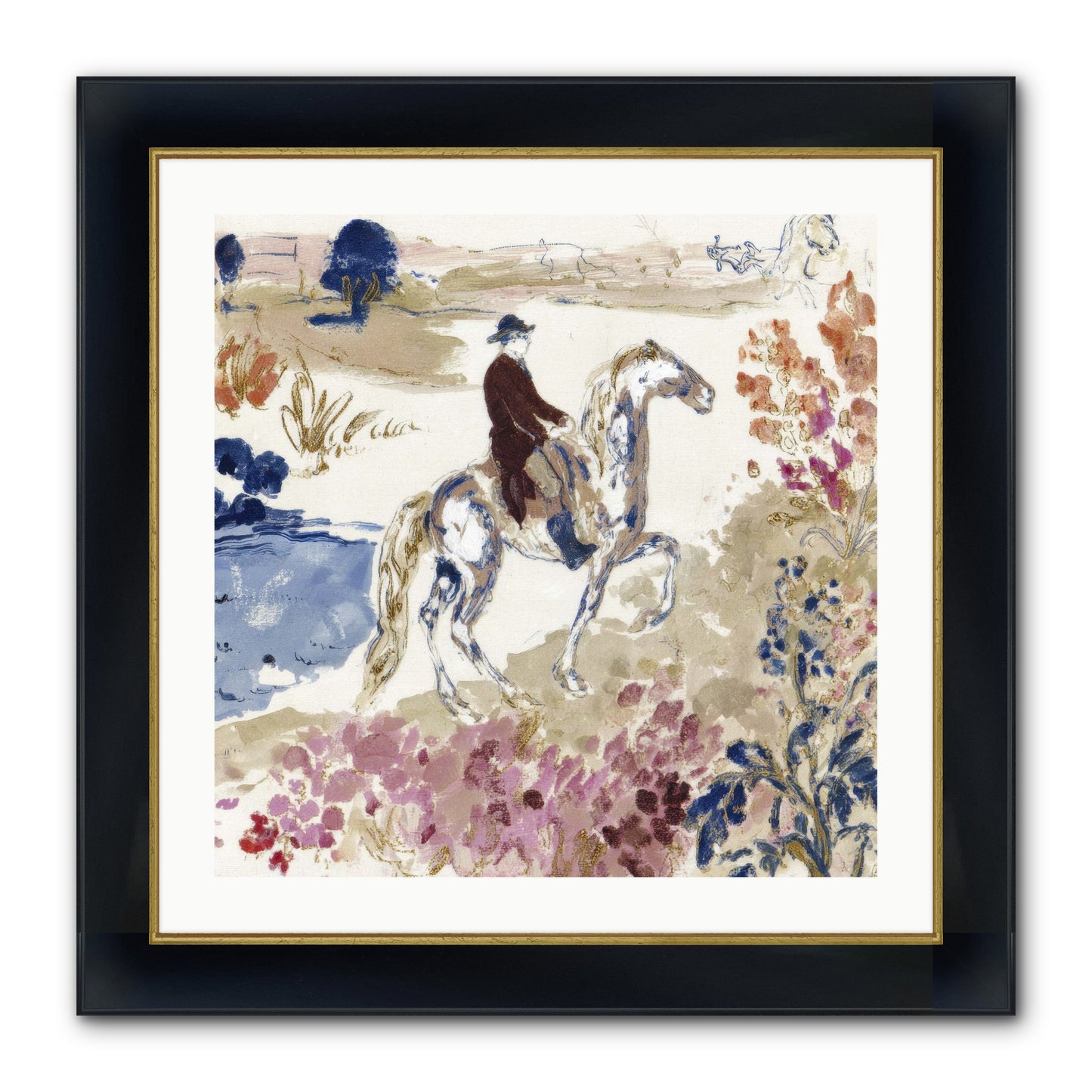 Where Mountains Meet Framed Print - Wide Black w/Gold 24x24