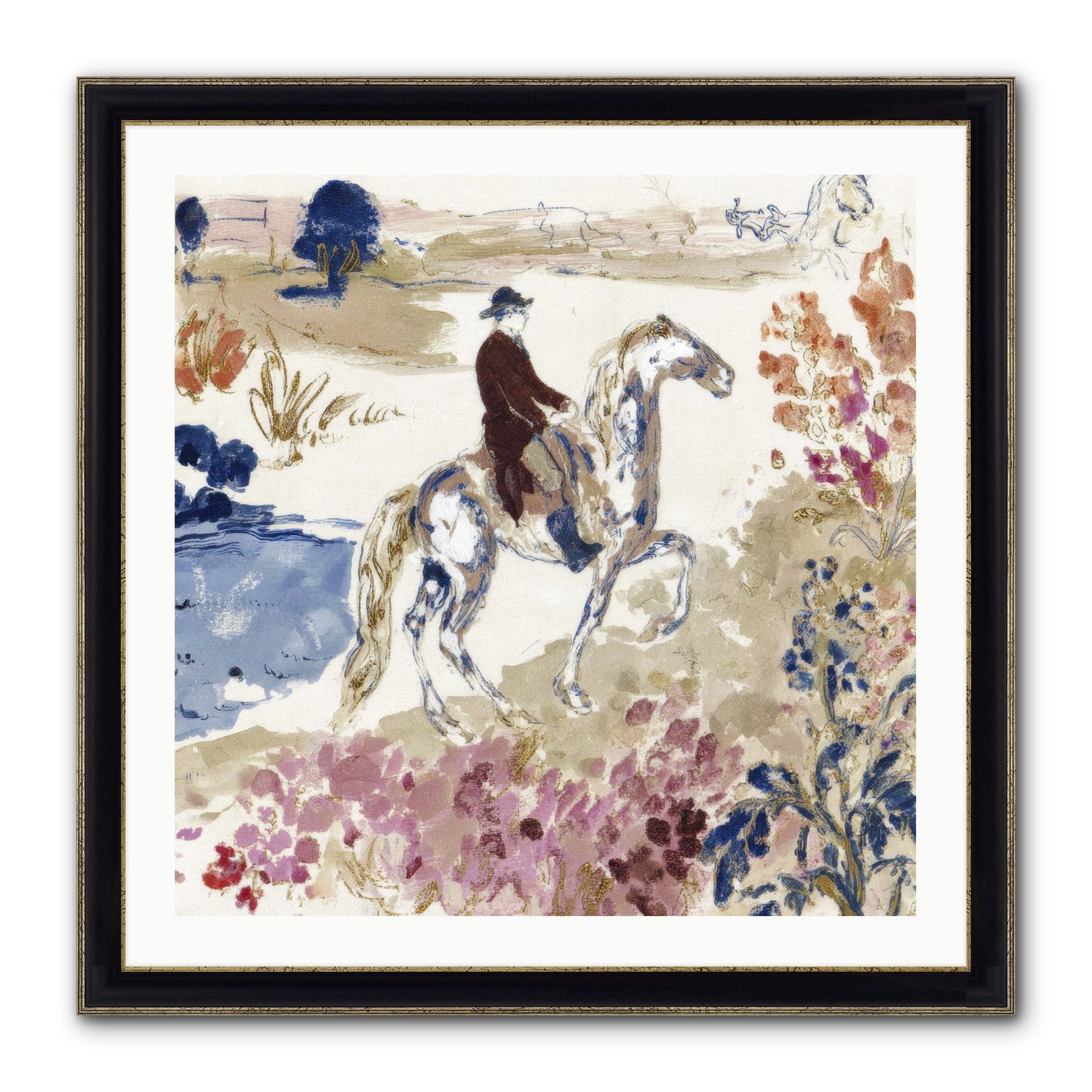 Where Mountains Meet Framed Print - Black & Gold 30x30