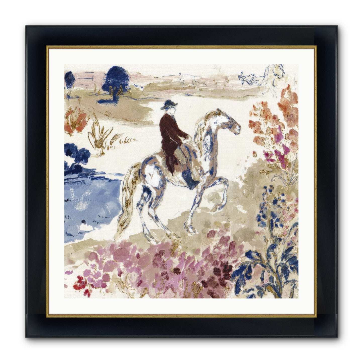 Where Mountains Meet Framed Print - Wide Black w/Gold 30x30