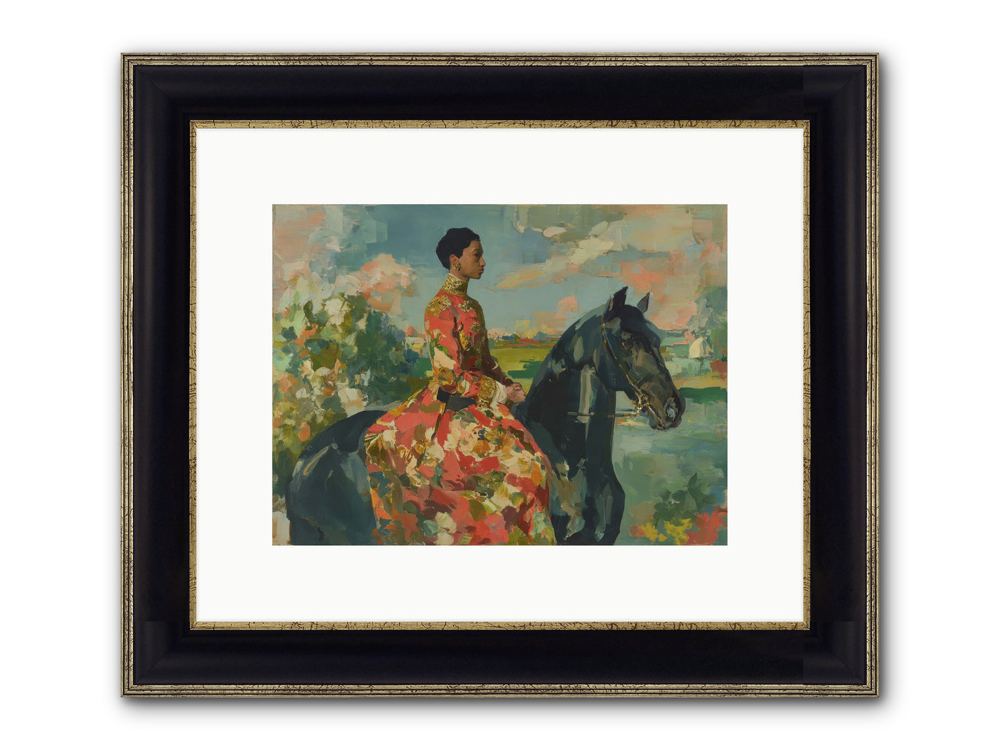 Where Peace Meets Pasture Framed Print - Black & Gold 12x9