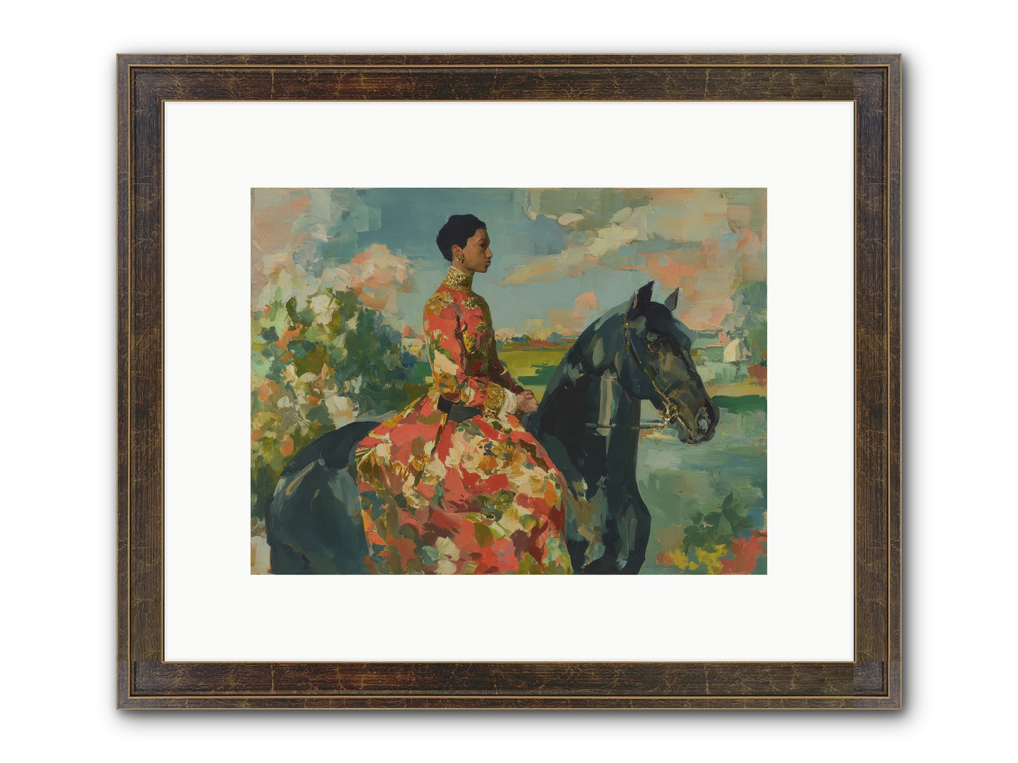 Where Peace Meets Pasture Framed Print - Slimwoods Black/Gold 12x9