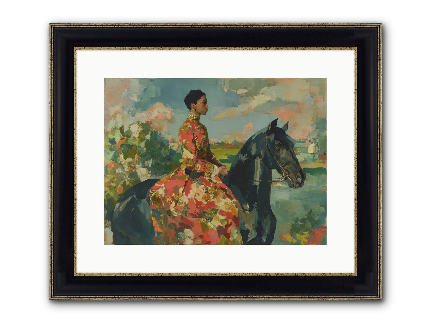 Where Peace Meets Pasture Framed Print - Black & Gold 16x12