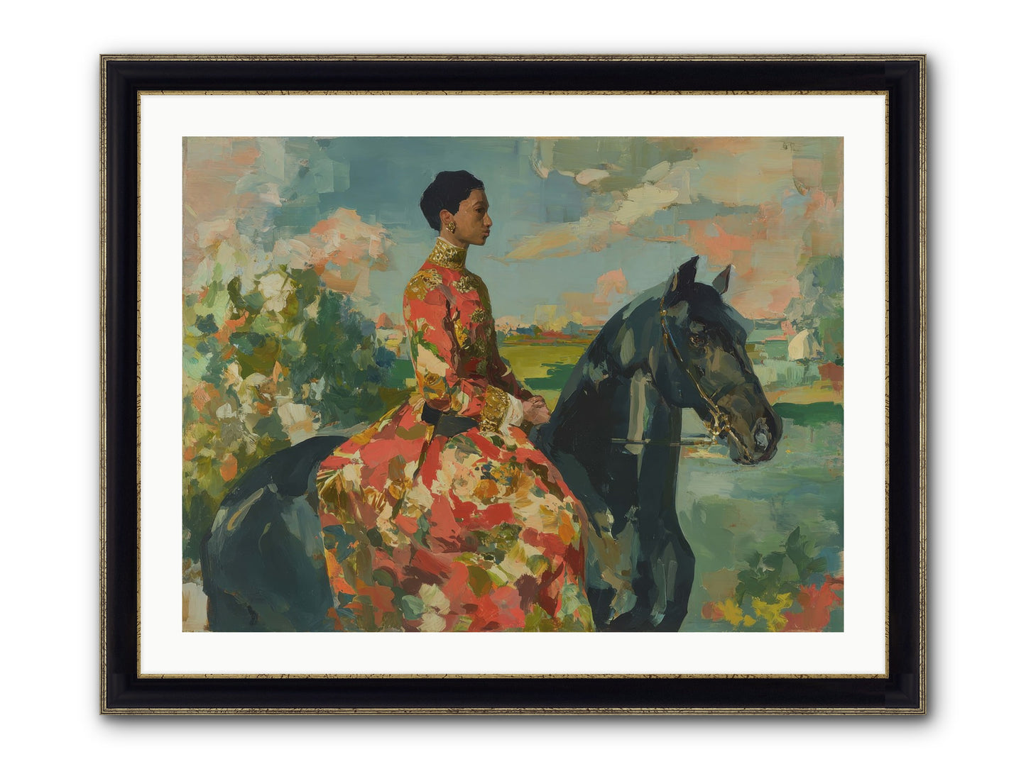 Where Peace Meets Pasture Framed Print - Black & Gold 32x24