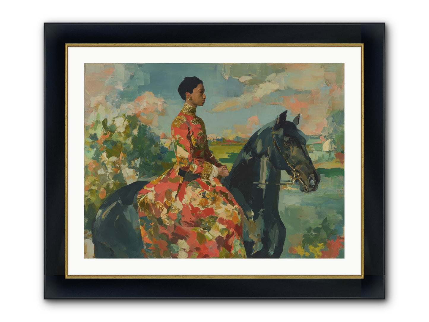 Where Peace Meets Pasture Framed Print - Wide Black w/Gold 32x24