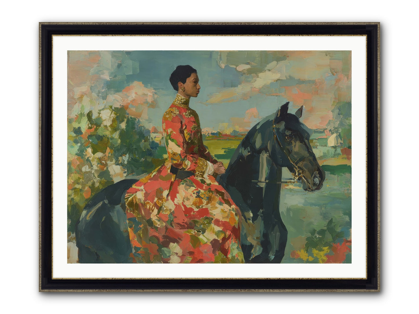 Where Peace Meets Pasture Framed Print - Black & Gold 40x30