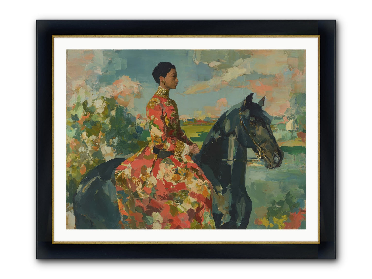 Where Peace Meets Pasture Framed Print - Wide Black w/Gold 40x30