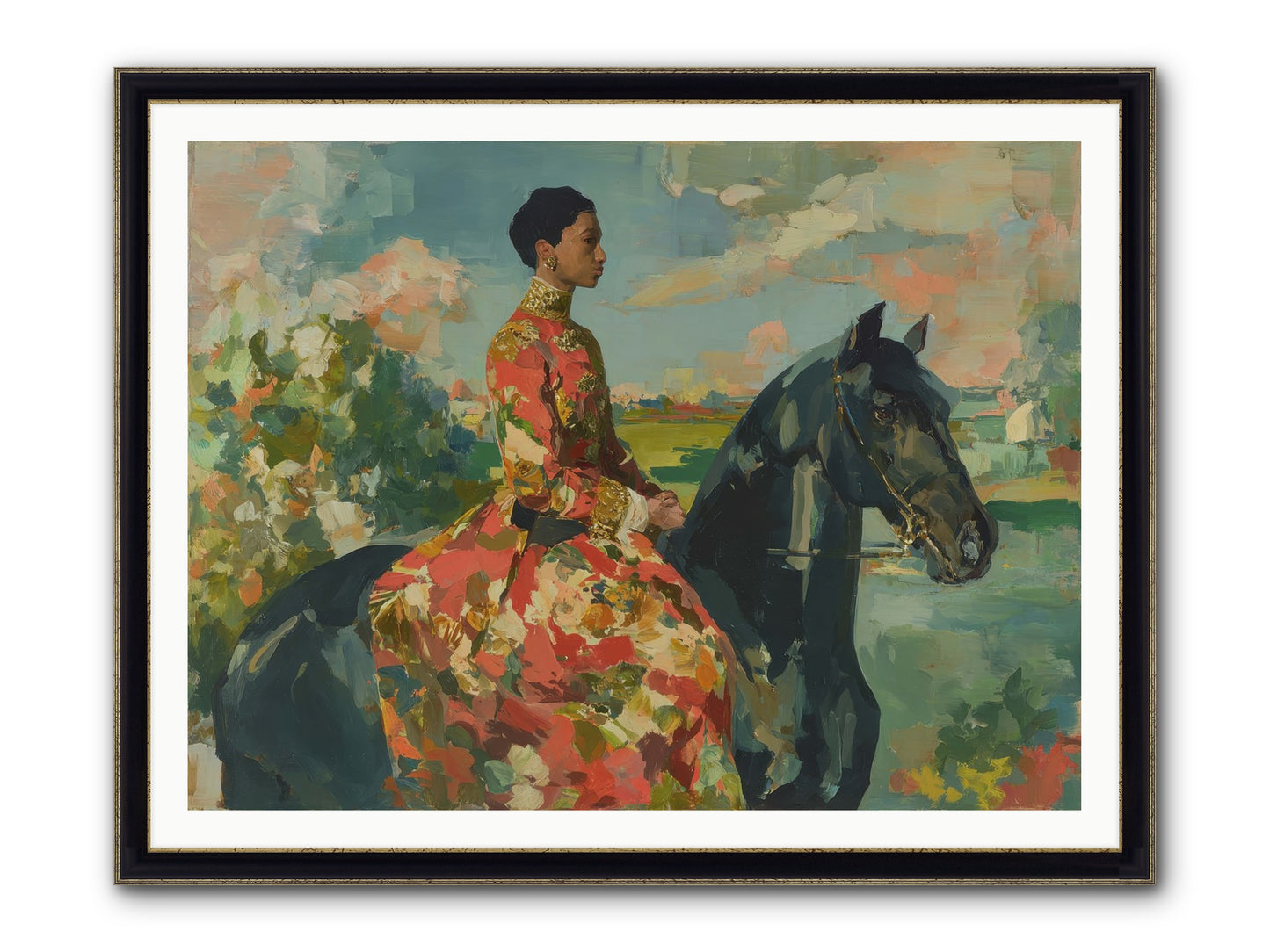 Where Peace Meets Pasture Framed Print - Black & Gold 48x36