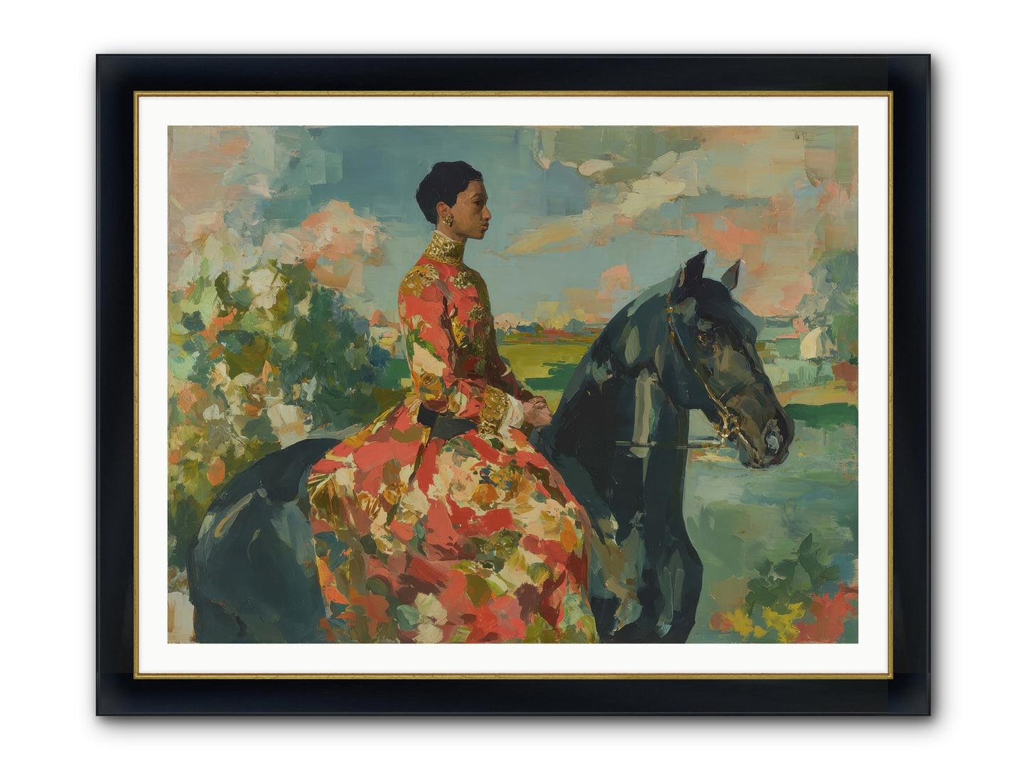 Where Peace Meets Pasture Framed Print - Wide Black w/Gold 48x36