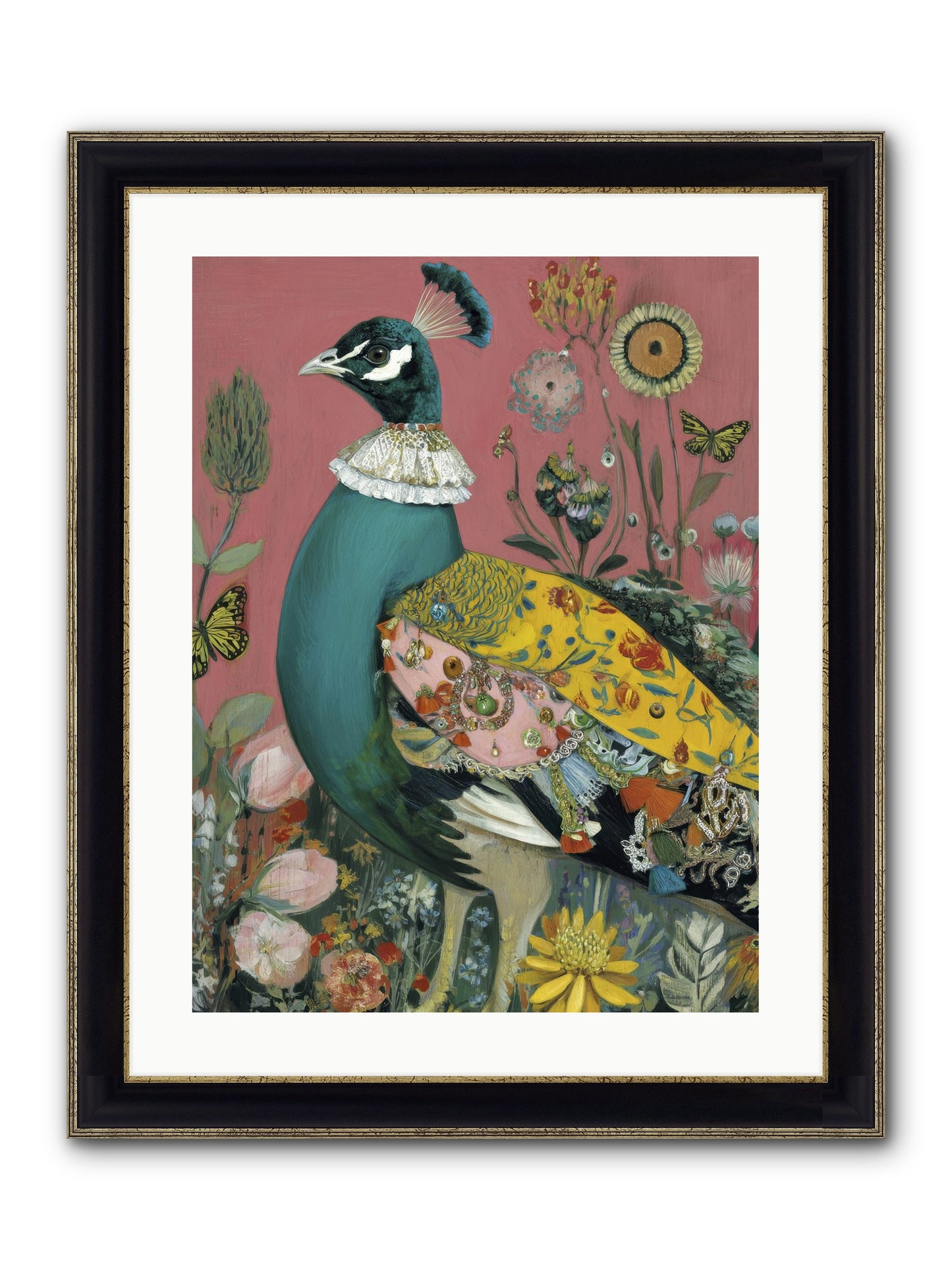 Where Rubies Grow On Vines Framed Print - Black & Gold 18x24