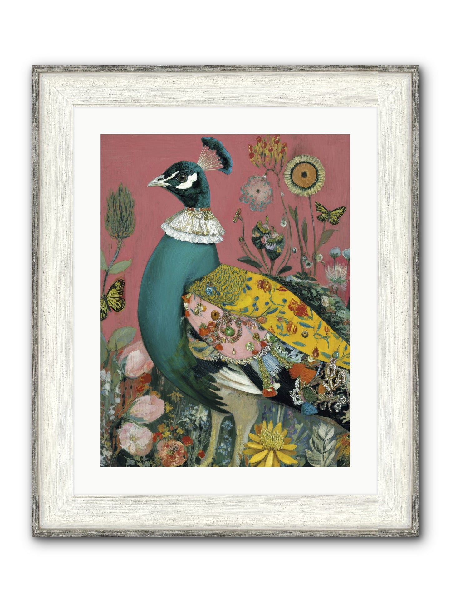 Where Rubies Grow On Vines Framed Print - Driftwood White 18x24