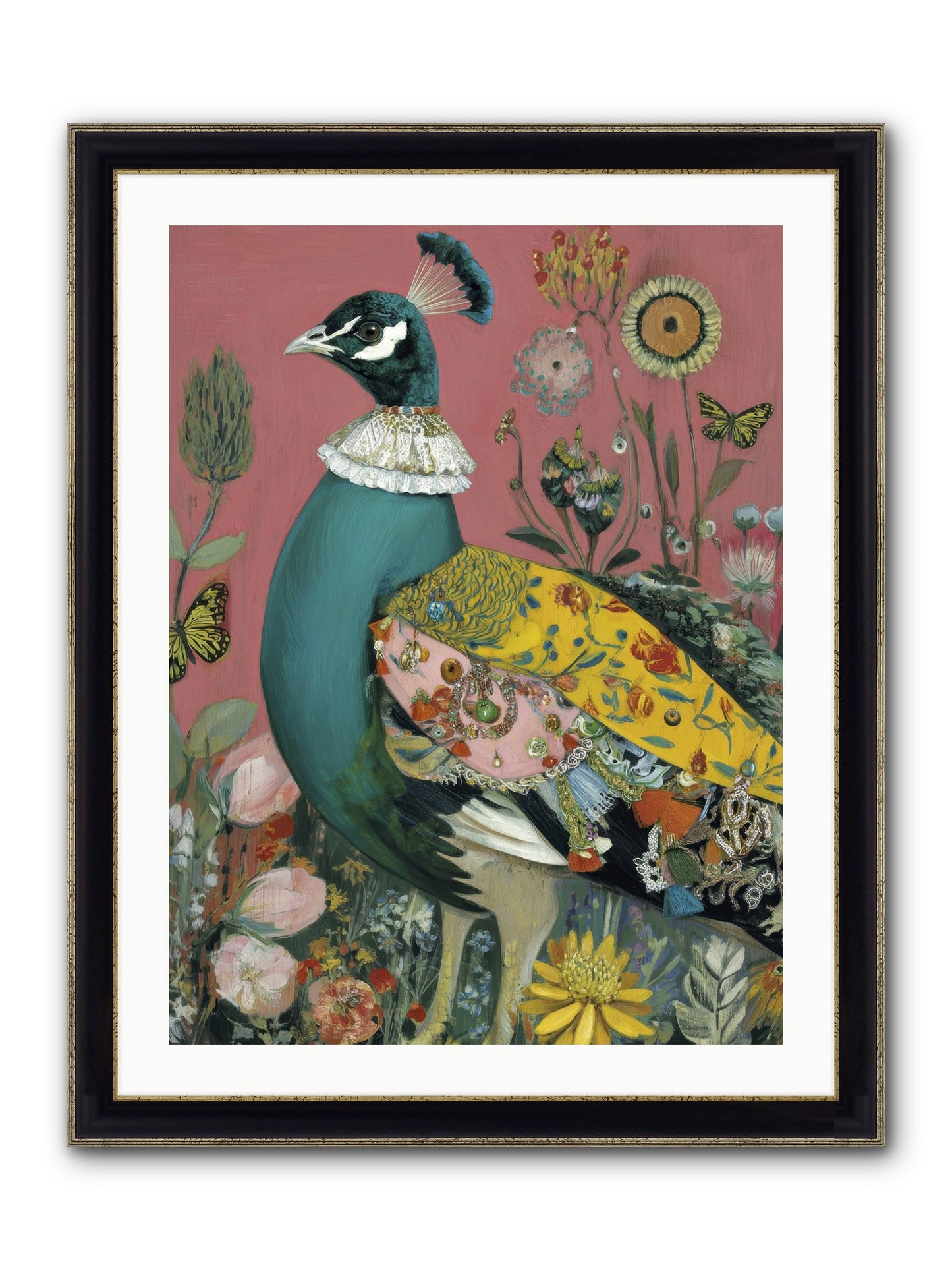 Where Rubies Grow On Vines Framed Print - Black & Gold 24x32