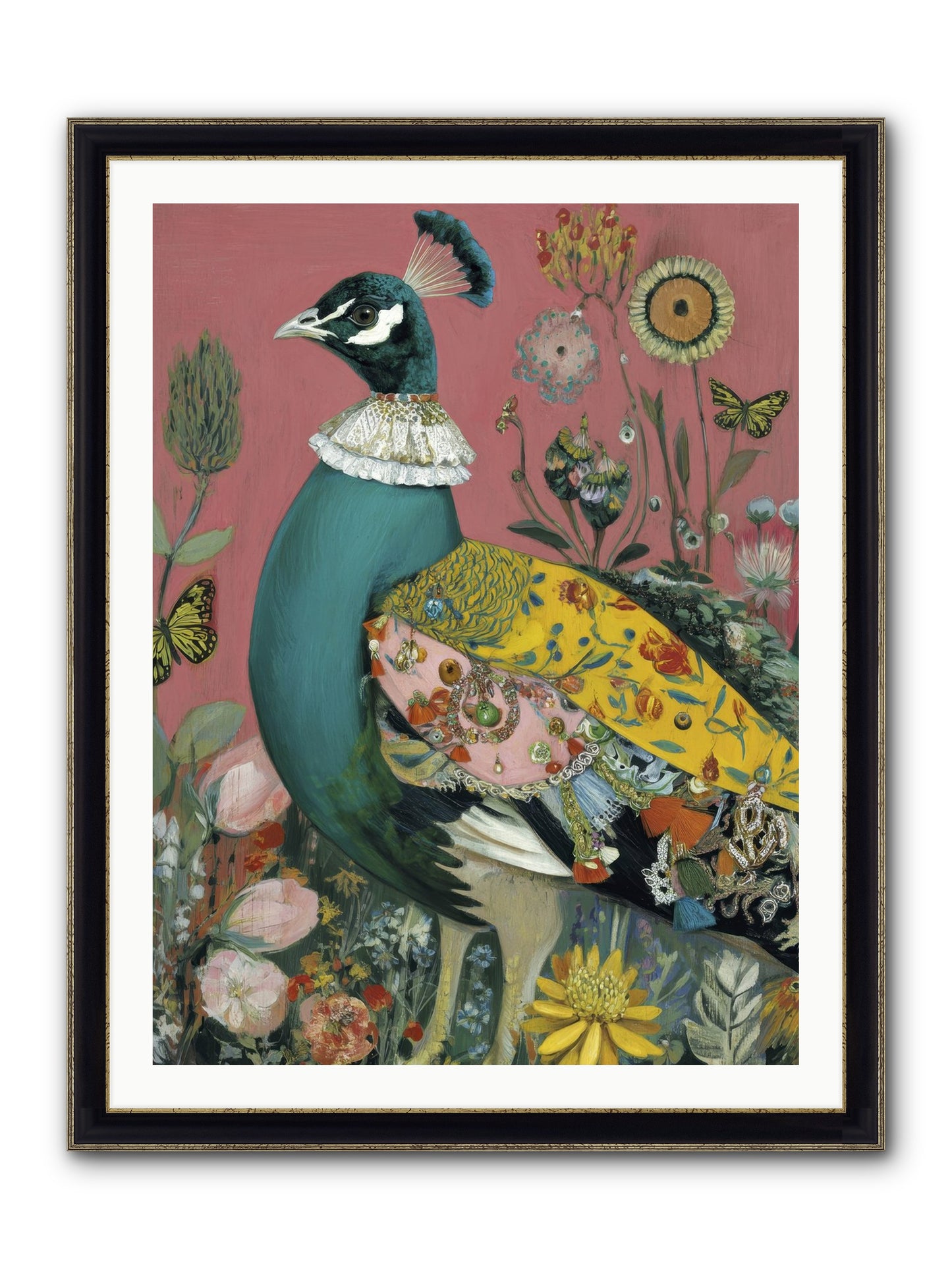 Where Rubies Grow On Vines Framed Print - Black & Gold 30x40