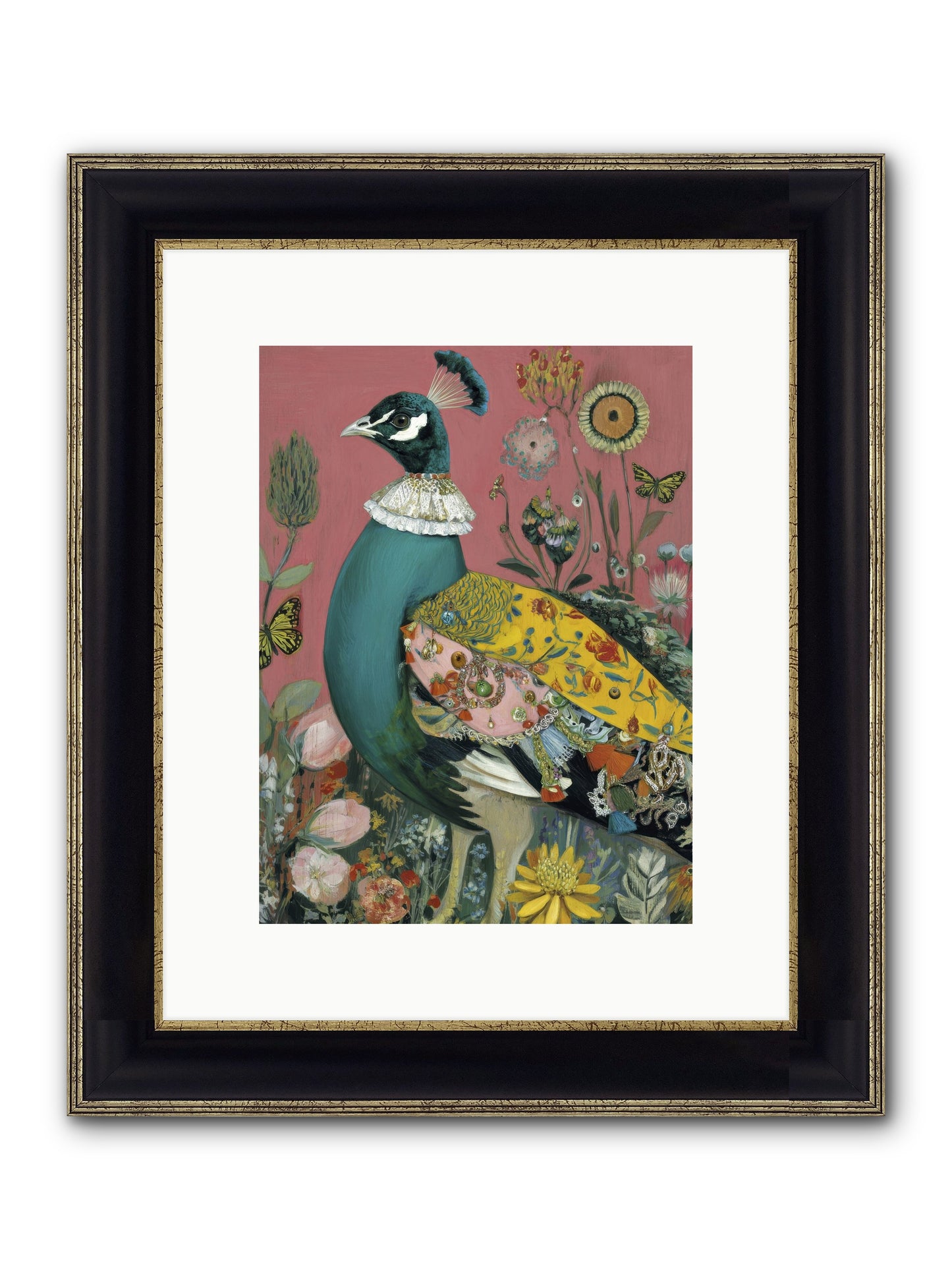 Where Rubies Grow On Vines Framed Print - Black & Gold 9x12
