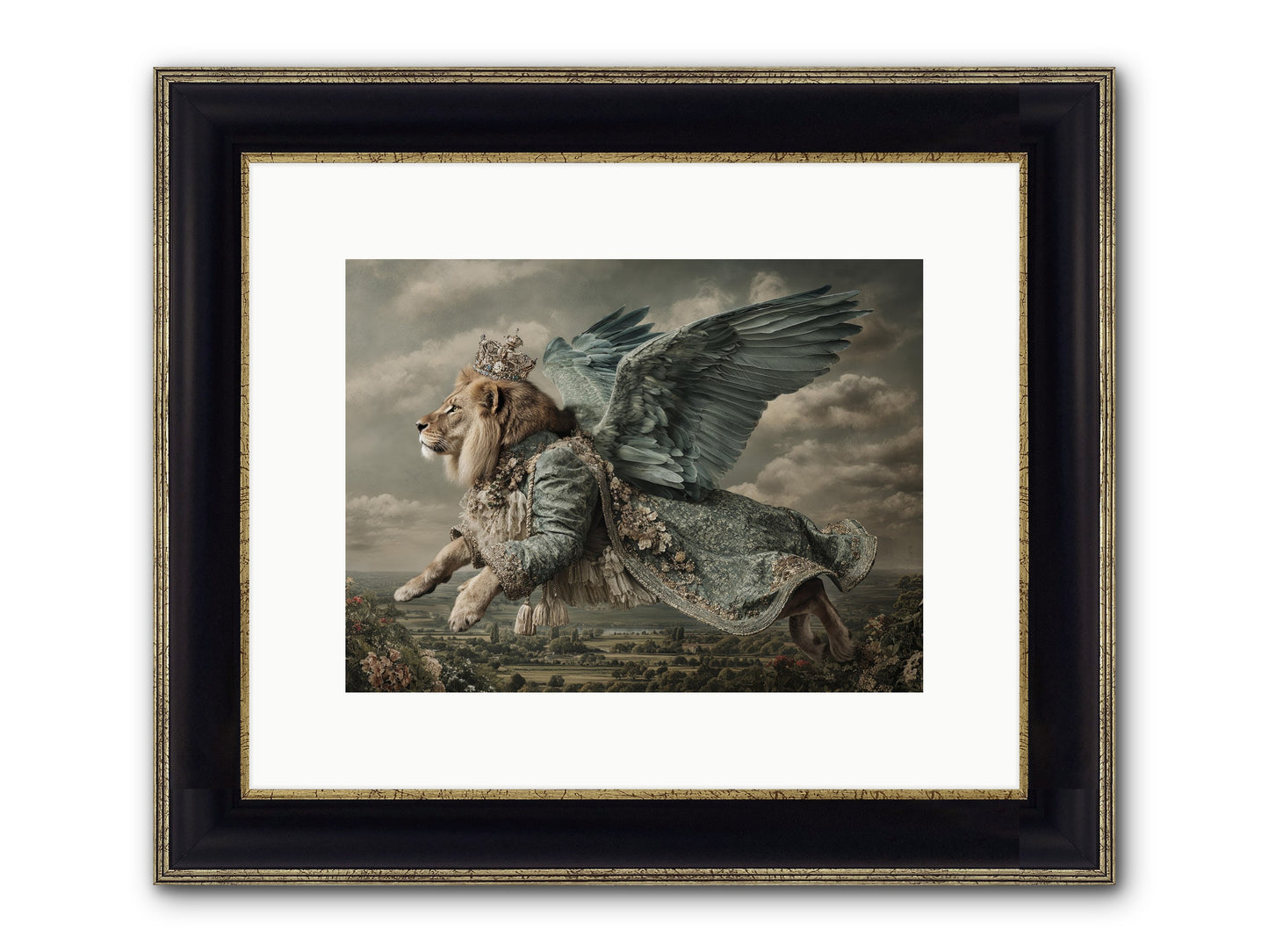 Where The Clouds Remember Framed Print - Black & Gold 12x9