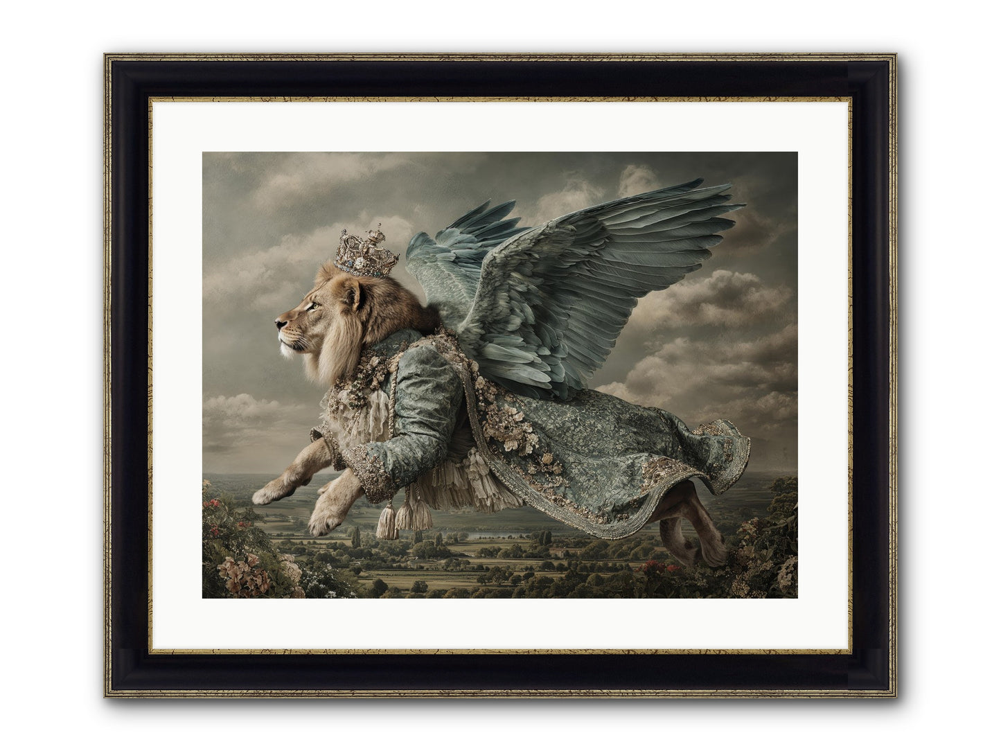 Where The Clouds Remember Framed Print - Black & Gold 24x18