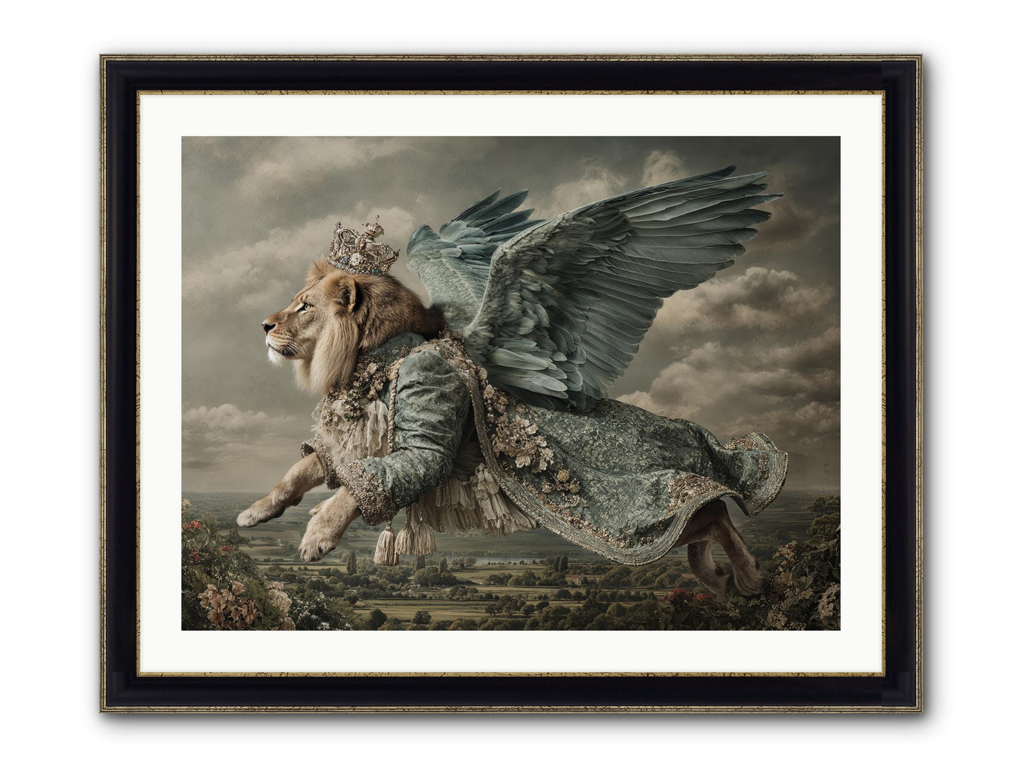 Where The Clouds Remember Framed Print - Black & Gold 32x24