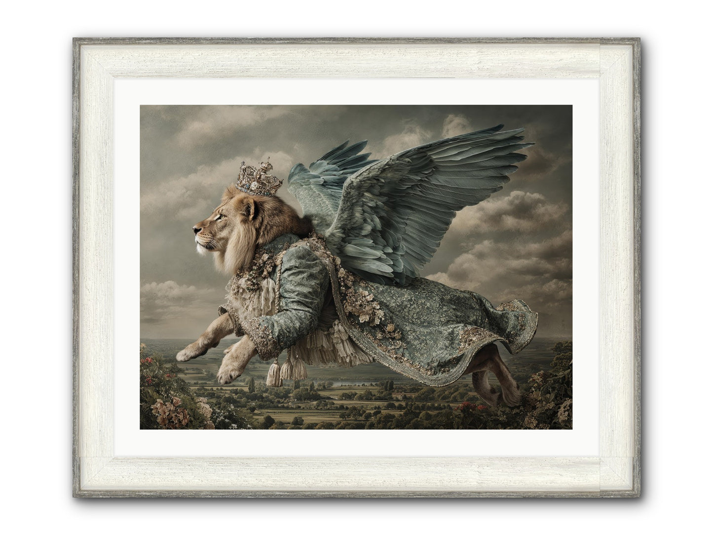 Where The Clouds Remember Framed Print - Driftwood White 32x24