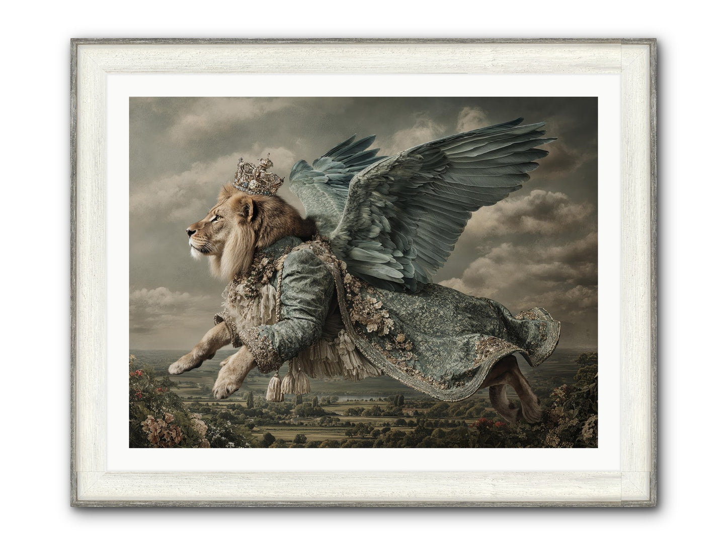 Where The Clouds Remember Framed Print - Driftwood White 40x30