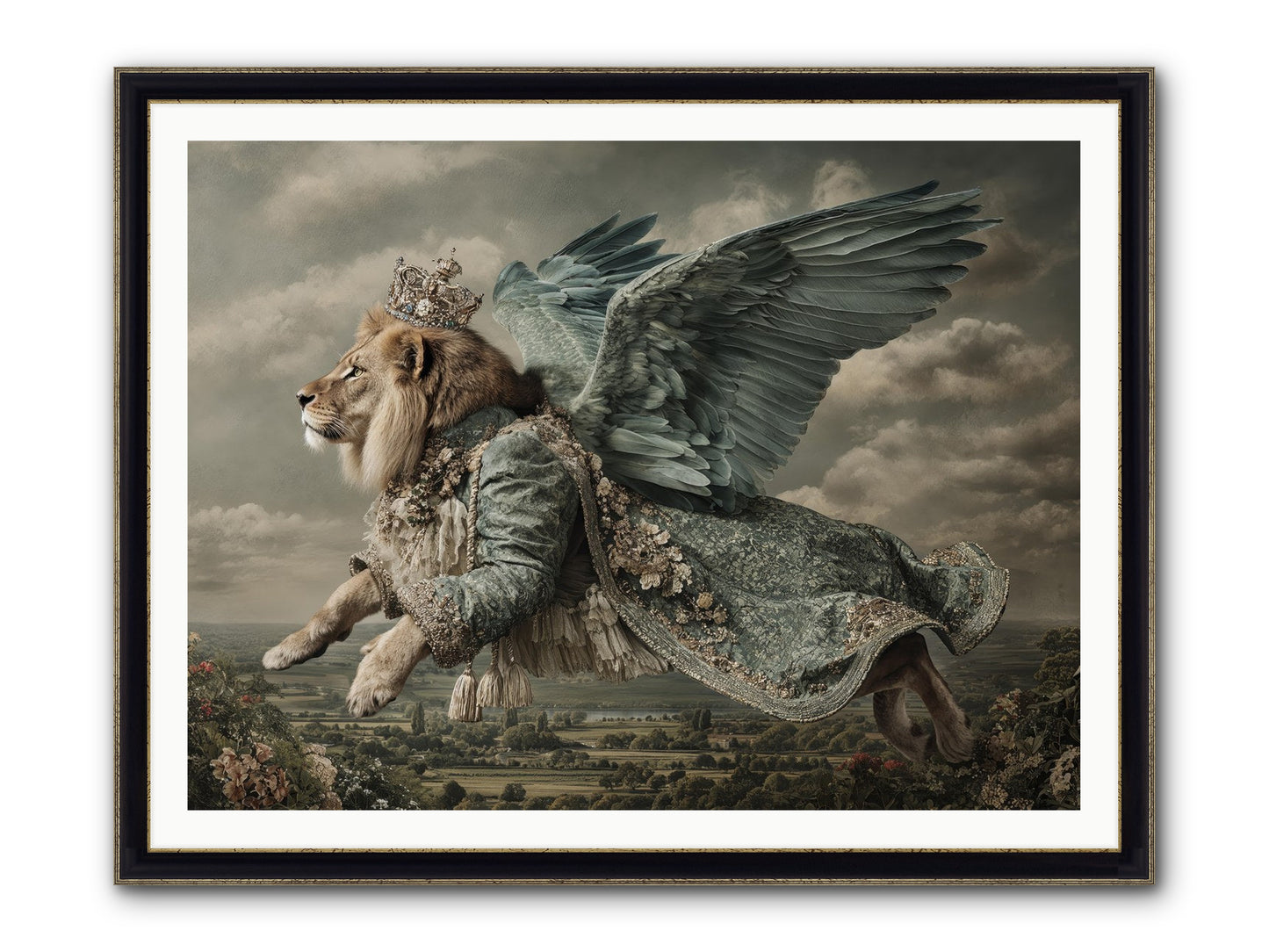 Where The Clouds Remember Framed Print - Black & Gold 48x36