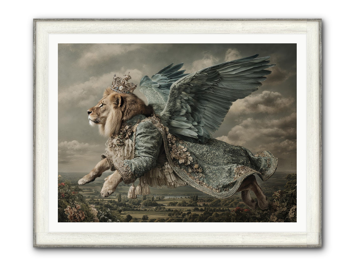Where The Clouds Remember Framed Print - Driftwood White 48x36