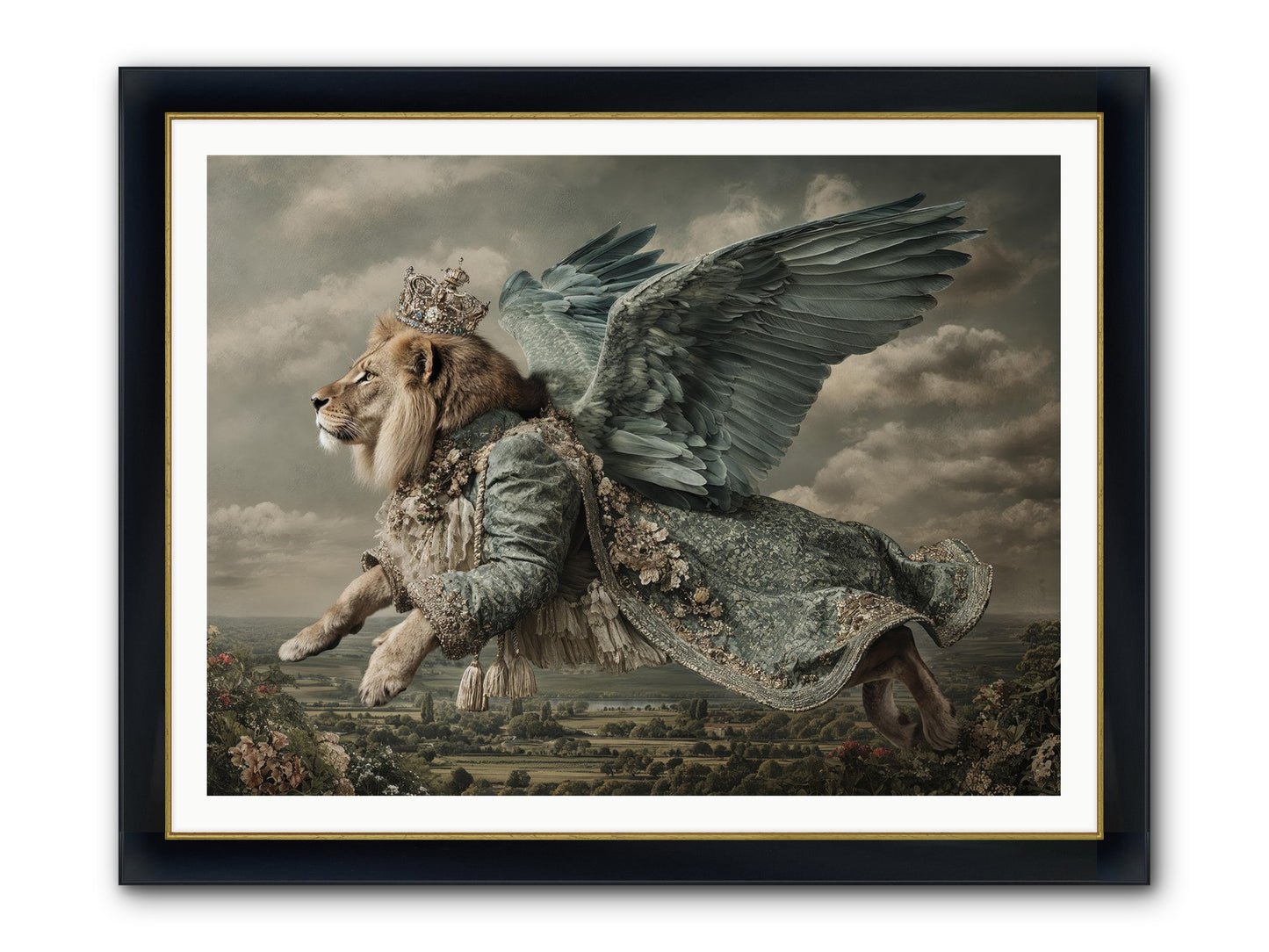 Where The Clouds Remember Framed Print - Wide Black w/Gold 48x36