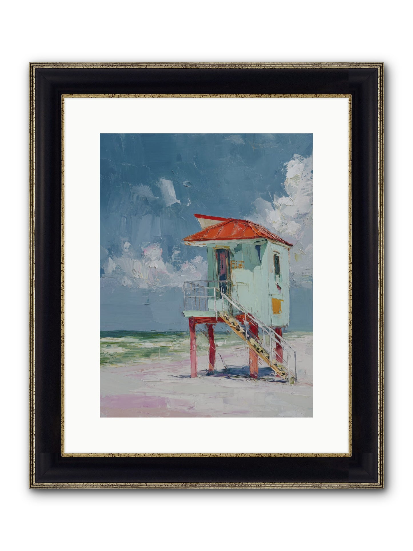 Where Tides Come Play Framed Print - Black & Gold 12x16