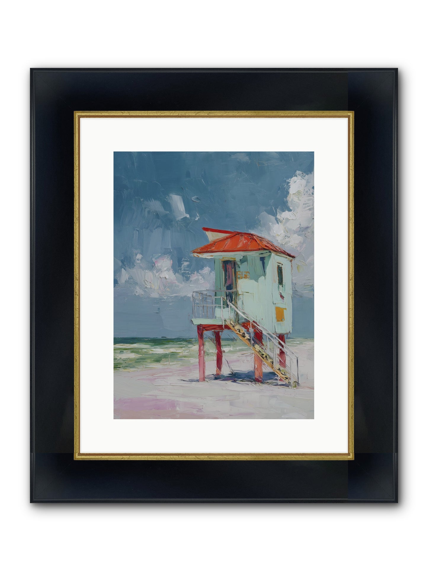 Where Tides Come Play Framed Print - Wide Black w/Gold 12x16