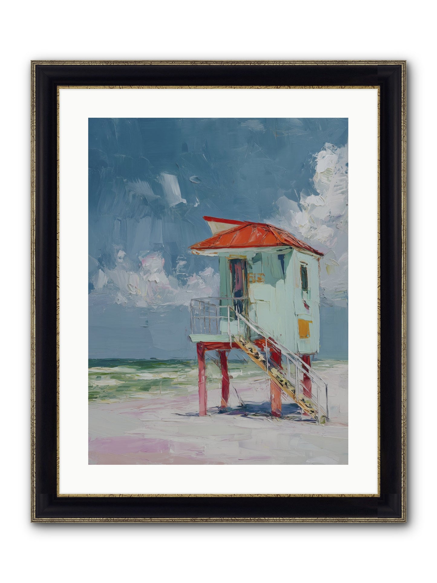 Where Tides Come Play Framed Print - Black & Gold 18x24