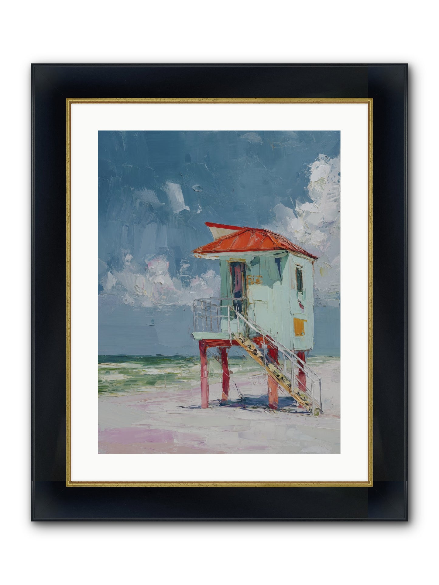 Where Tides Come Play Framed Print - Wide Black w/Gold 18x24