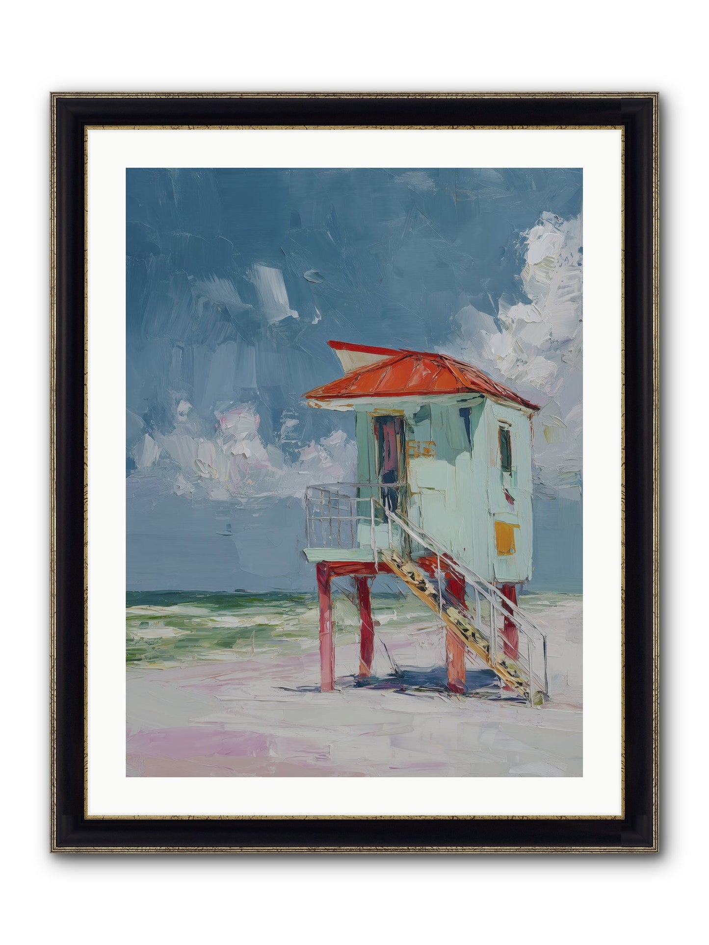 Where Tides Come Play Framed Print - Black & Gold 24x32