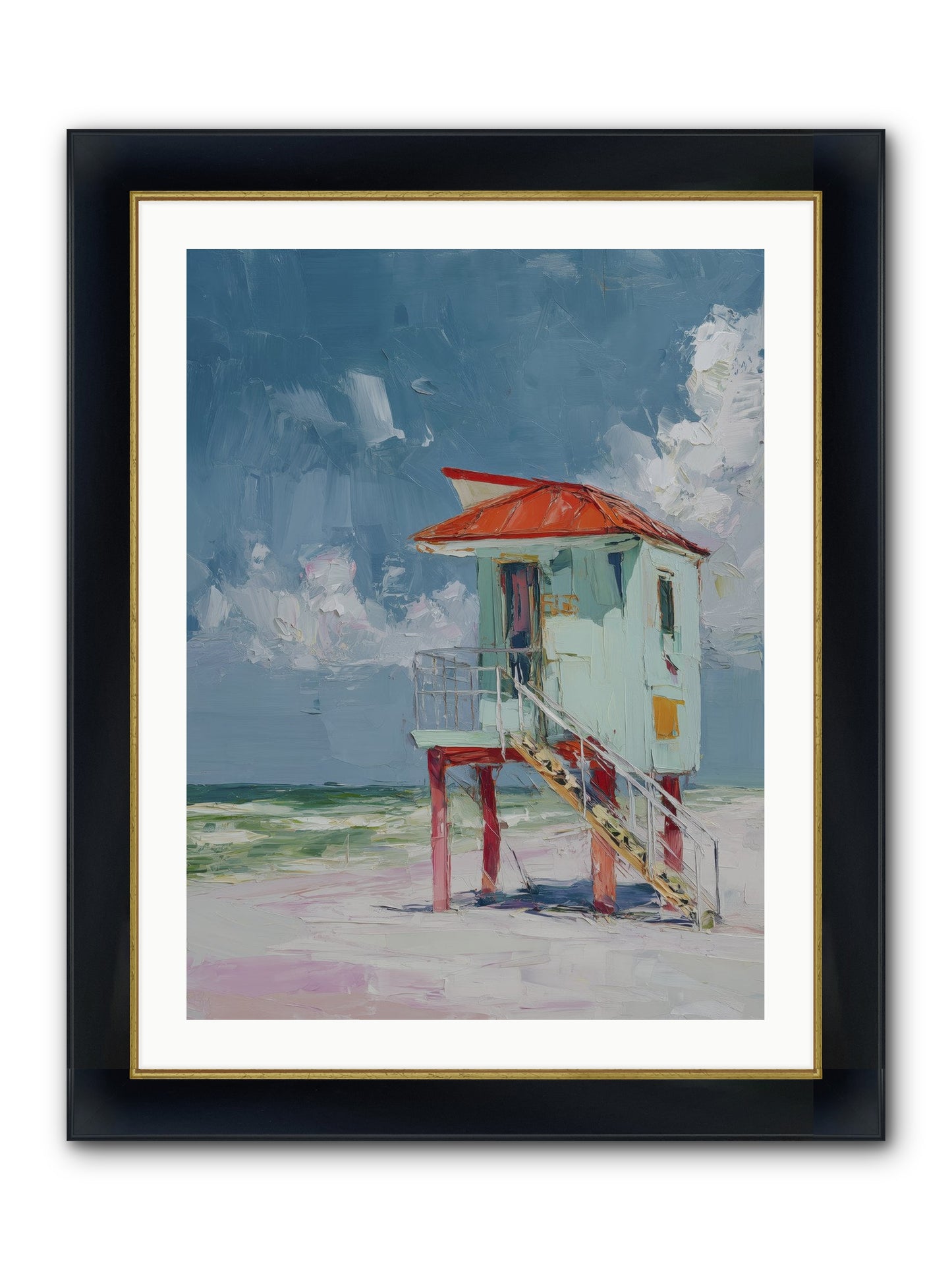 Where Tides Come Play Framed Print - Wide Black w/Gold 24x32