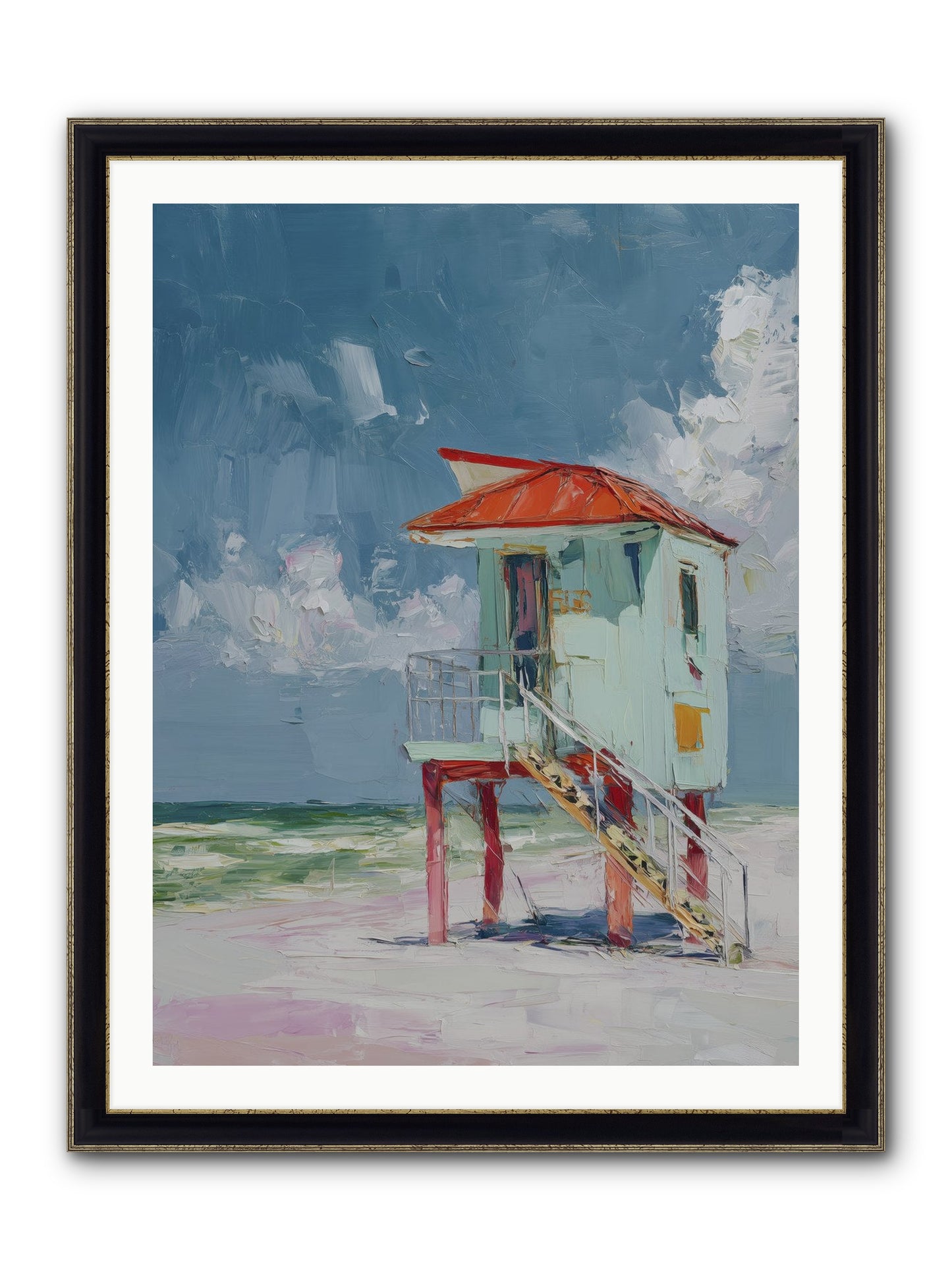 Where Tides Come Play Framed Print - Black & Gold 30x40