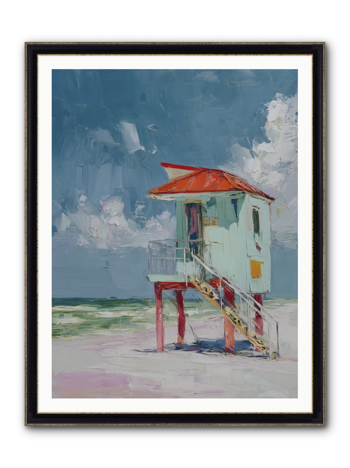 Where Tides Come Play Framed Print - Black & Gold 36x48