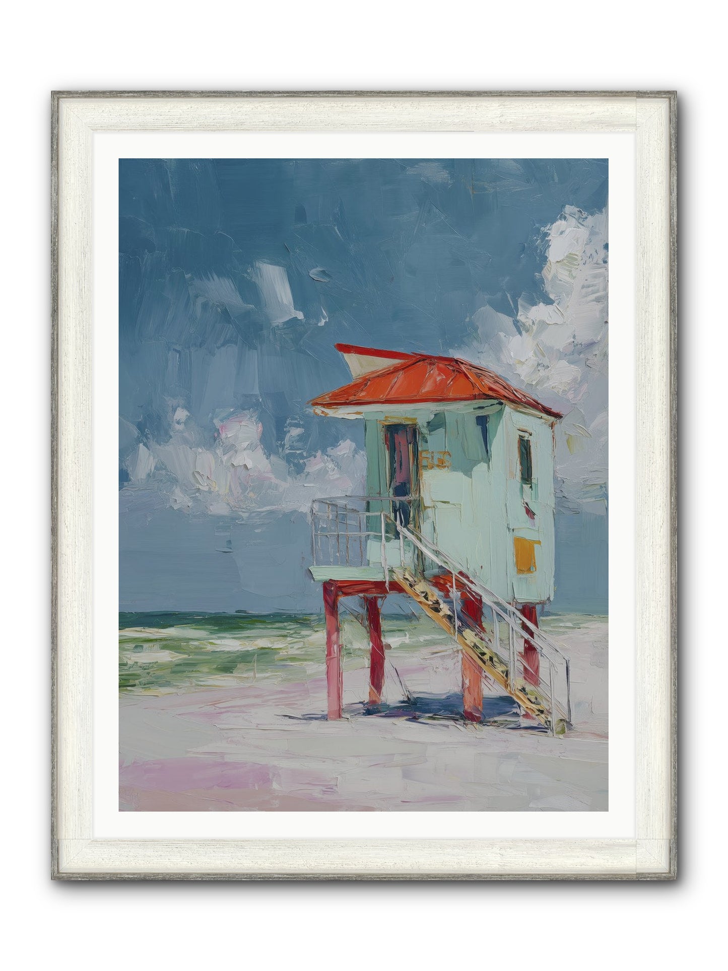 Where Tides Come Play Framed Print - Driftwood White 36x48