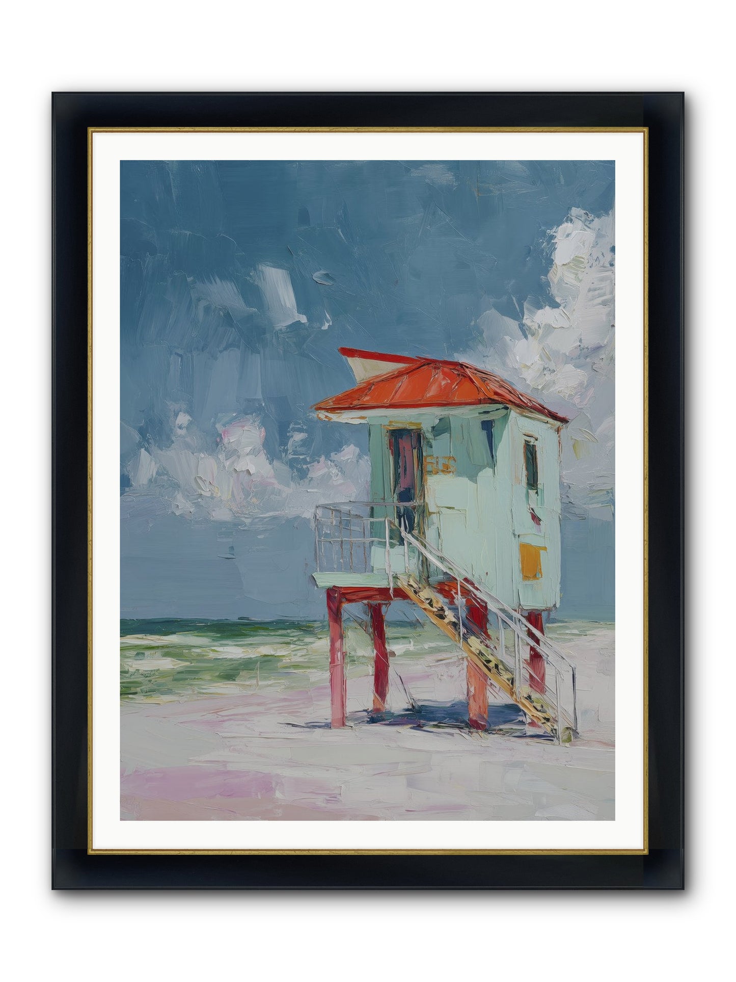 Where Tides Come Play Framed Print - Wide Black w/Gold 36x48